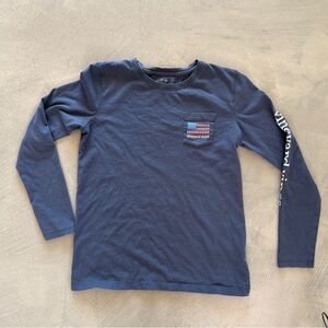 Vineyard Vines Kids Navy Blue Patriotic Nautical Long Sleeve Tee - {Large}